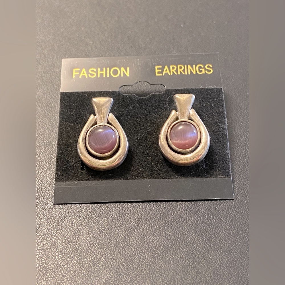 Vintage silver and purple earrings